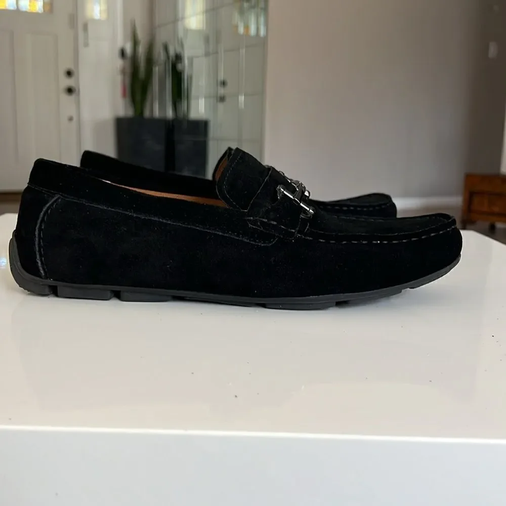 Alfani Mens Black Suede Loafers Shoes 10 W
